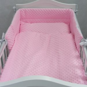 užvalkaliukai ir apsaugėlė kūdikio lovytei Minky rožinė pilka