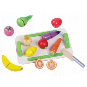 žaislas mediniai vaisiai ir daržovės pjaustomi lentelė peilis