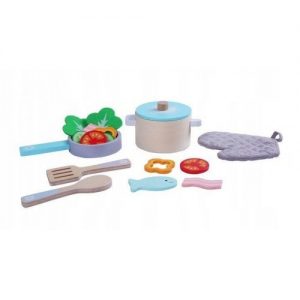 mediniai virtuvės reikmenys vaikams žaislas puodas maisto produktai