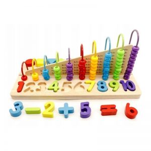 medinis žaislas Skaitliukai vaikams skaičiai figūros spalvos