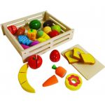 žaislas mediniai pjaustomi maisto produktai dežutėje marga