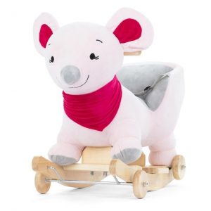 supamas- linguojantis žaislas foteliukas vaikams su ratukais Peliukas rožinė