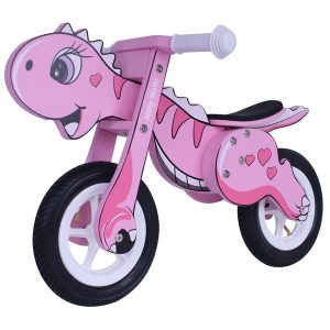 medinis balansinis dviratis Dino rožinis