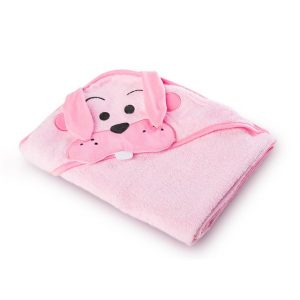 maudynių rankšluostis kūdikiui Zuikis rožinis