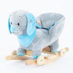 supamas linguojamas foteliukas- žaislas vaikams su ratukais Šuniukas pilka melsva