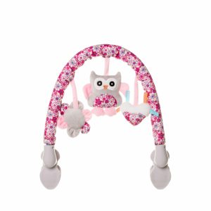 žaislų lankas tvirtinamas ant vežimėlio Pelėdžiukai rožinis