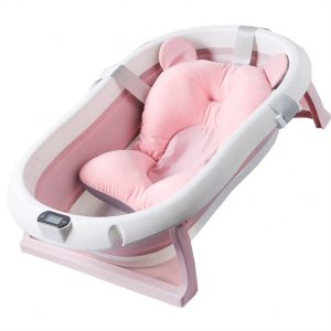 sulankstoma vonelė kūdikiui su termometru ir pagalvėlė rožinė