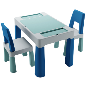 lego staliukas su dviem kėdutėm pilkas su melsvom detalėm
